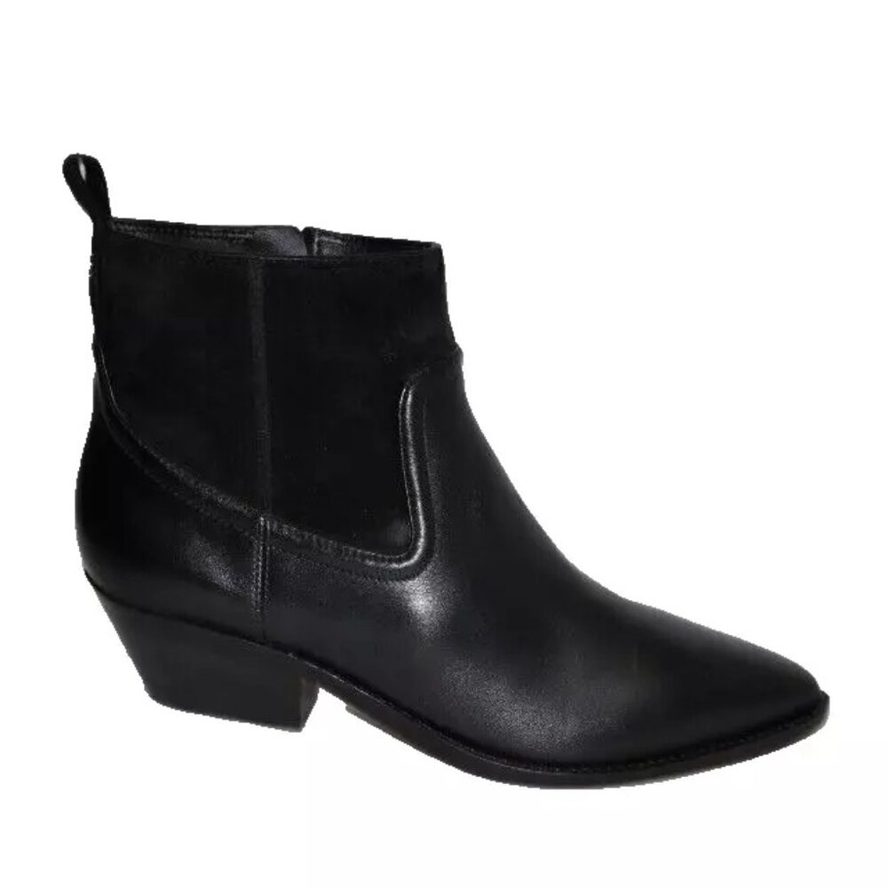New! Veronica Beard Kinsley Ankle Bootie Leather/Suede Black Size 8 M DD475